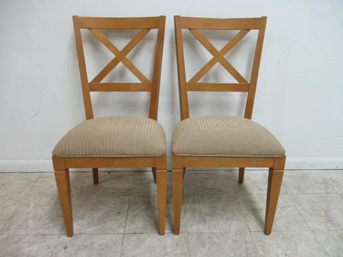 Pair Ethan Allen Elements Crossback Dining Room Side Chairs  A Cover