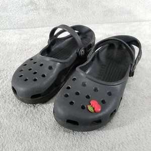Crocs Sandals Womens 7 Black Classic Comfort Clogs Cherry Charm - Picture 1 of 11