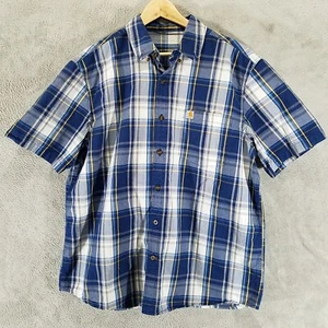 Carhartt Shirt Herren extra groß XL blau kariert kurzärmelig mit Knopfleiste - Bild 1 von 7
