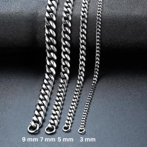 Frauen Männer Halskette Titan Edelstahl in Silber Halsketten Nickelfrei 45-70 cm - Bild 1 von 21