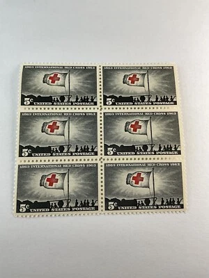 5c International Red Cross 1963-1963 U.S. Sheet Of Six, Postage Stamps - Image 1 of 2