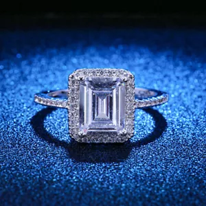 7*9mm Princesa AAA Banda Circonio Circonio Elegante Mujer Plata 925 Anillo Circonio Circonio Talla 6-10 - Imagen 1 de 5
