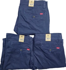 Levis Mens XX Chino Slim Taper Stretch Navy Blue Trouser W32-34 - Picture 1 of 7