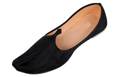 Men flat jutti Indian wedding mojari sherwani ethnic shoe UK size 7-11 black kit - Image 1 of 4