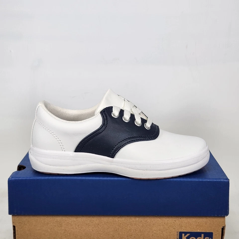 Size 13 Little Kids - KEDS School Days II Leather - White / Navy - Image 1 of 4