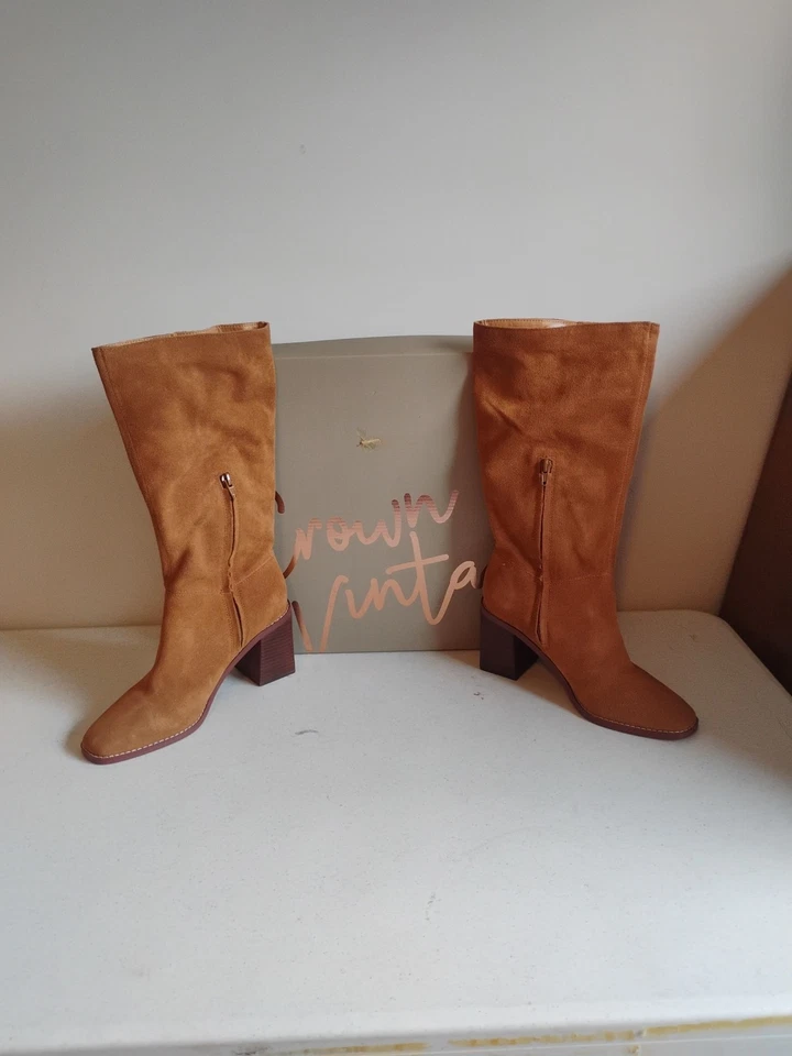 Crown 复古 CV-Ravvi 女式 7.5M 码牛皮靴 — 第 1/4 张图片