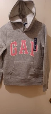 Girls Gap Pullover Hoody Size XL (12) Grey With Pink Logo - Image 1 of 4