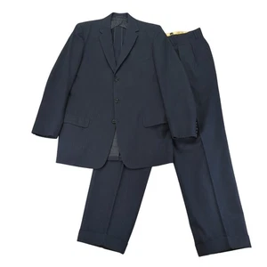 Hickey Freeman Men's Navy Pinstripe Wool Suit Jacket Pants 2pc Men 44 35 Bespoke - Picture 1 of 18