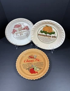 Set of 3 Vintage Pie Plates Baking Dishes Cherry, Strawberry, Pumpkin. - Picture 1 of 7