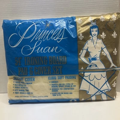 Vintage Ironing Board Pad & Cover Set Made In USA Princess Suan 54” NOS NIP - Image 1 of 4