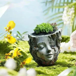 Divertida Maceta Cara Niña Hecha a Mano Figura Maceta Jardín Patio Balcón - Imagen 1 de 12