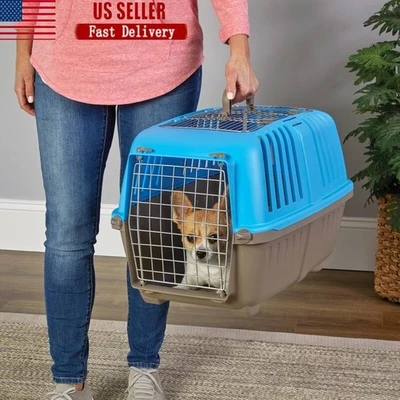 Portador Portátil para Mascotas con Puerta de Acero Duradero Viaje Perros Gatos Cajón Plástico Nuevo Foto 1 de 4