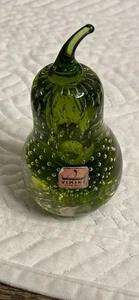 Vintage Viking Glass Pear Encased Green w/Controlled Bubbles - Picture 1 of 4