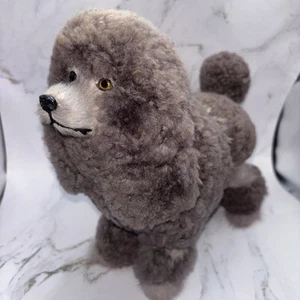 Vintage handgefertigter grauer Pudel Hund Echthaar Fell 10 Zoll lang genial! - Bild 1 von 7