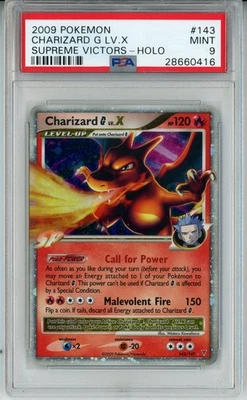 2009 POKEMON SUPREME VICTORS CHARIZARD G LV X #143 ULTRA PSA 9 MINT #28660416 - Image 1 of 2