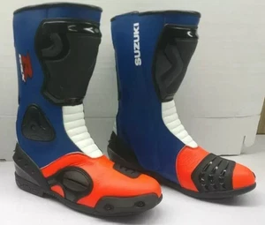 SUZUKI Motorrad Rindsleder Reitschuhe Motorrad Leder Rennstiefel - Bild 1 von 2