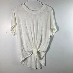 Womens Lou & Grey for Loft Tie Front Linen Tee shirt Tunic L White NWT - Picture 1 of 9