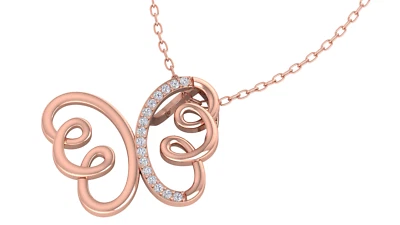 0.065 Cttw Round Cut Natural Diamond Winding Pendant Necklace Curb Style Chain - Image 1 of 3