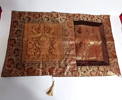 Peacock & Elephant Brocade Jacquard Pillow  18 x 18 Cushion Covers 2 Pc NWOT - Image 1 of 4