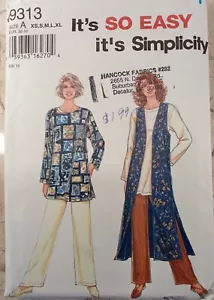 SIMPLICITY 9313 Tunika Staubmantel Hose Vintage 90er Mode Schnittmuster UNCUT XS S M L XL - Bild 1 von 7