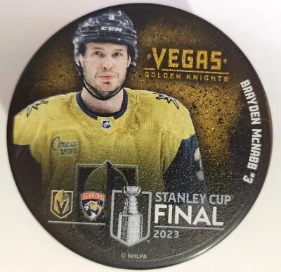 Brayden McNabb 2023 Stanley Cup Finals Puck. T-Mobile Arena Exclusive - Image 1 of 2