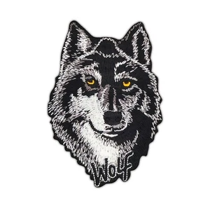 ad71★Wolf Kopf Hund Aufnäher aufbügeln Applikation Bügelbild Patch 7,1 x 10,3 cm - Bild 1 von 8