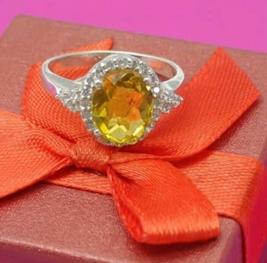 Natürlicher ovaler Schliff 5 kt Citrin Sterlingsilber handgefertigter Ring für Mann/Frau - Bild 1 von 4