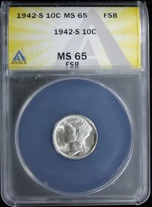 1942-S MERCURY DIME ANACS MS 65 FSB (2431435) - Picture 1 of 4