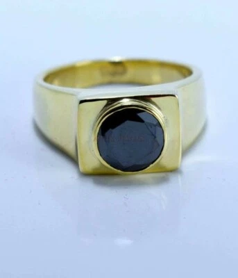 Anillo De Plata Esterlina 925 Bañado En Oro Con Piedra Preciosa Ónix Negro #1253 - Imagen 1 de 4