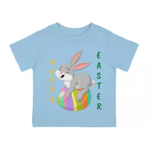 Unisex Easter cotton tee for boys and girls, bunny, happy easter, multiple sizes - Picture 1 of 33