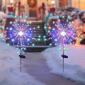 2 Pack Christmas Solar Garden Lights Outdoor Light Outdoor Waterproof Xmas Decor - Picture 1 of 12