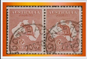 Australia 6d Brown Roo / Kangaroo Pair MOONEE PONDS VIC CDS A6 Size Photo PRINT - Picture 1 of 1