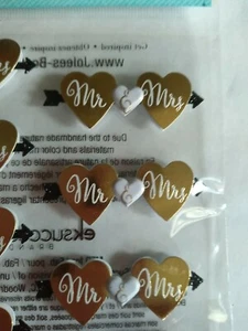 Jolees Mr & Mrs Repeats Wedding Marriage Gold Hearts Arrow Scrapbook Stickers  - Picture 1 of 5
