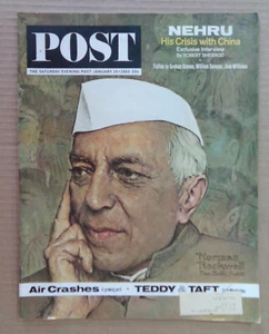 SATURDAY EVENING POST January 19 1963 NEHRU by NORMAN ROCKWELL-Coke ad-AIR CRASH - Picture 1 of 7