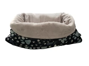 Kuschelsack 120 x 75 cm Handmade Hundebett Katzenbett Kuschelhöhle Pfote schwarz - Bild 1 von 4