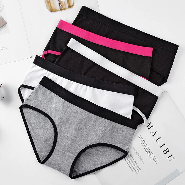 Paquete de 5 Sexy Mujeres Niñas Algodón Bragas Calzoncillos Lencería Ropa Interior Transpirable Foto 1 de 4