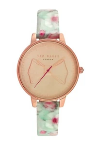 NIB Ted Baker Women's Pink Bow Dial Foral Printed Leather Strap Watch, 38mm NEW - Picture 1 of 1