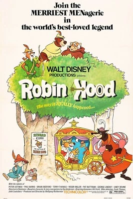 1973 Walt Disneys Robin Hood Movie Poster Print Little John Friar Tuck Sir His🍿