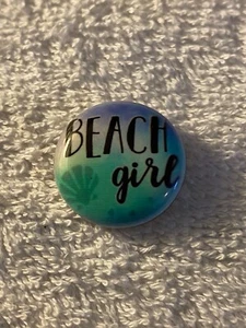 SNAP IN BUTTON CHARM FITS GINGER SNAPS STYLE JEWELRY ENAMEL BEACH GIRL #147 - Picture 1 of 1