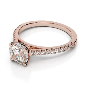 Round Cut Lab Grown 1.21Ct IGI Certified Diamond Wedding Ring 14K Rose Gold - Picture 1 of 4