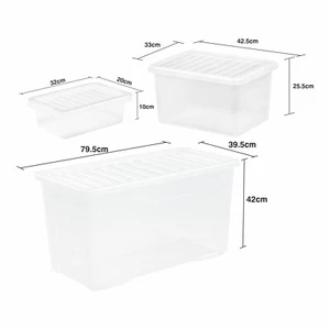 4L/25L/110L Clear Plastic Storage Box With Lid Stackable Nestable Containers -UK - Picture 1 of 31