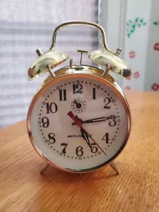 Acu Rite Retro/Vintage Brass 6.25" Desk Wind-up Bell Analog Working Alarm Clock - Picture 1 of 1
