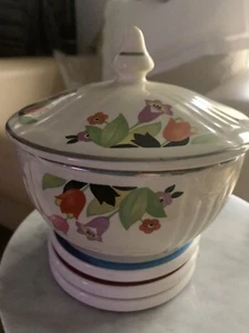 VINTAGE HALL'S ART DECO KROKUS KERAMIK FETTDOSE & DECKEL - WUNDERSCHÖN - Bild 1 von 12