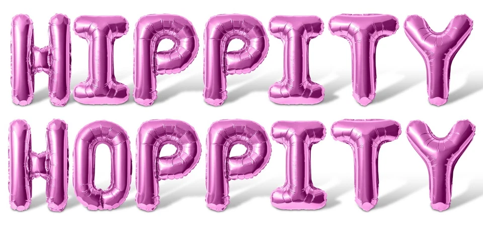 HIPPITY HOPPITY Letter Balloon Banner - Easter Bunny Spring Party Decorations - Image 1 of 4