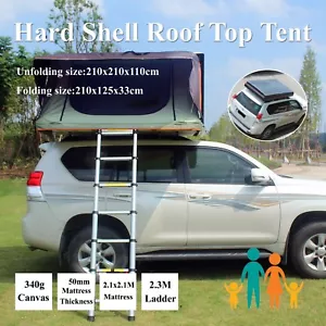 Hard Black Shell Aerodynamic Foldable Roof Top Tent Camping Rooftop 2.1x2.1M - Picture 1 of 6
