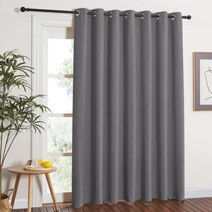 Grey Blackout Patio Sliding Door Curtains 84 inch Length, Grommet Room Divide... - Picture 1 of 8
