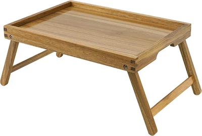 Acacia Bed Table Tray, Wooden Breakfast Tray with Folding Legs, Bed Tray for Eat - Image 1 of 4