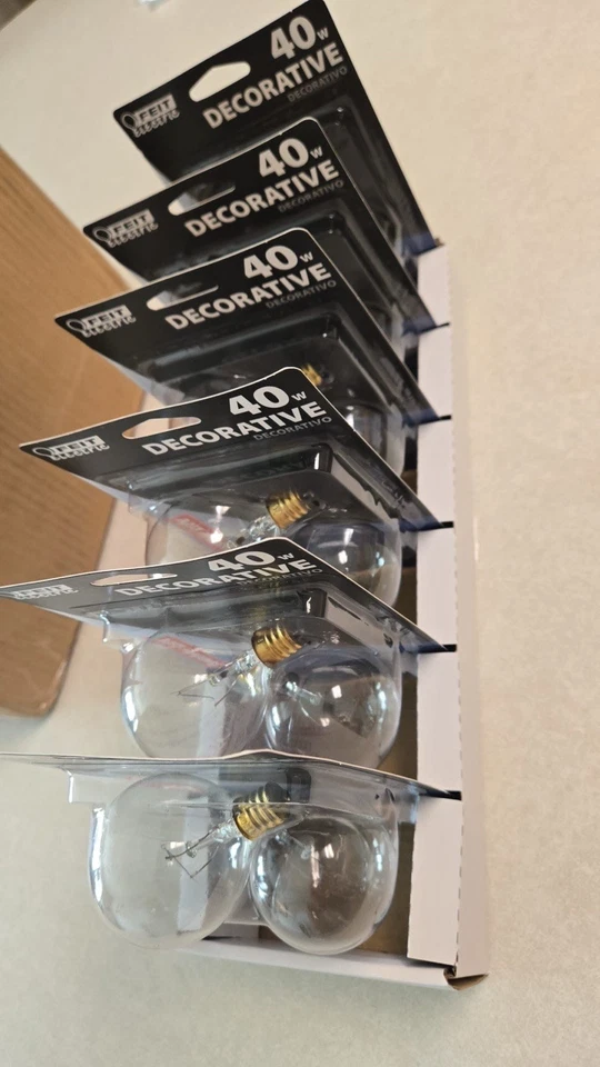 (12 Bulbs) Feit Electric 40W Decorative Candelabra Base Bulbs Double Life G16.5 - Image 1 of 4