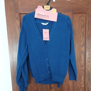 M&S 2pk Girls' Cotton School Cardigans, Blue Age 10-11 years - Picture 1 of 4