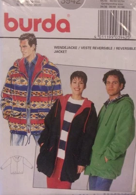 Burda Sewing Pattern 3942  Size 12-22 Men's 34-44 Reversible Jacket - Image 1 of 2